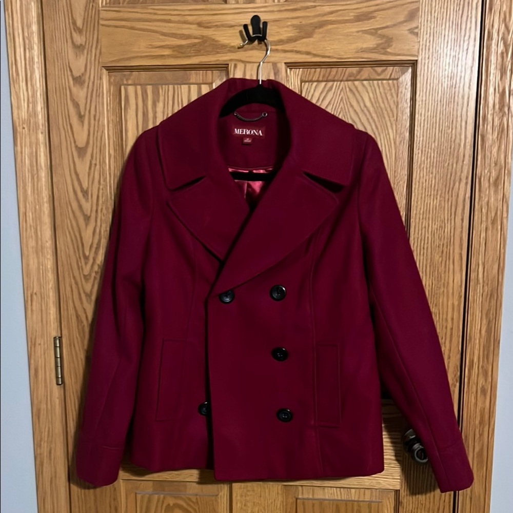 Merona Women's Burgundy/Pink Peacoat